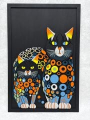Colorful Cats / Katmanlı Ahşap Tablo