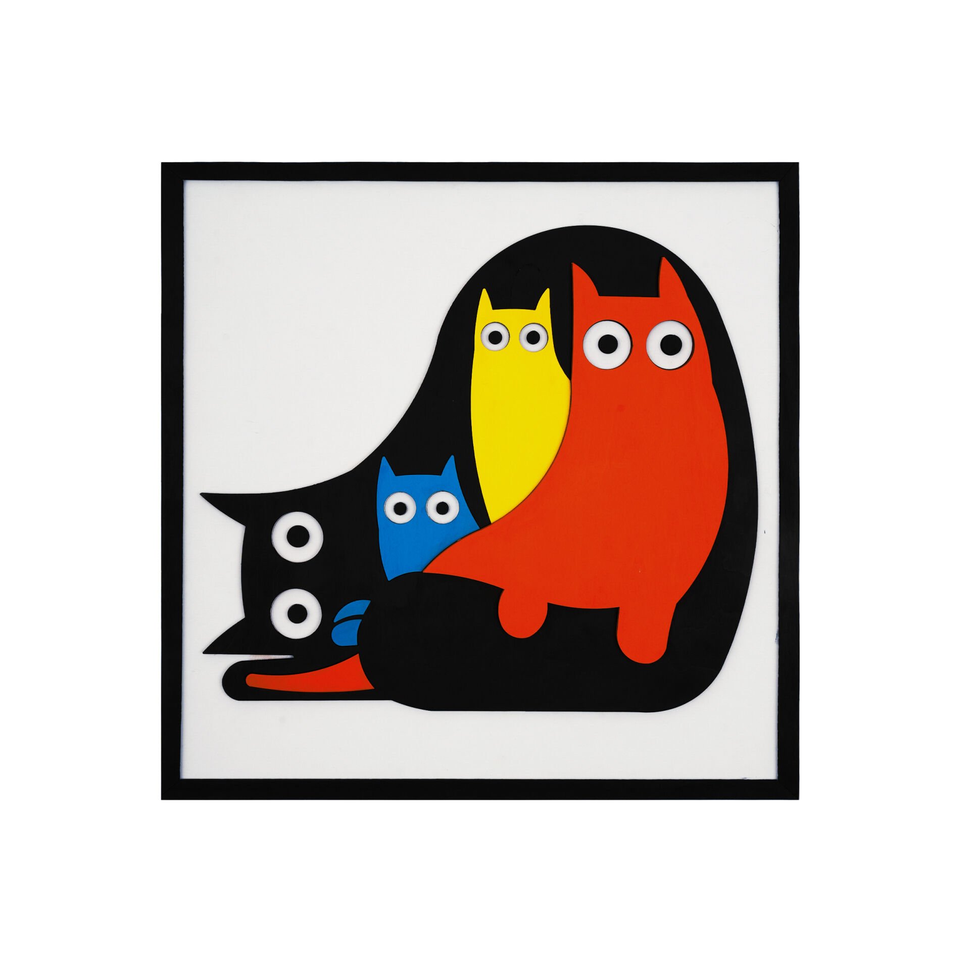 Renkli Kediler / Katmanlı Ahşap Tablo