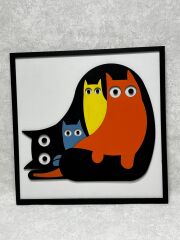 Renkli Kediler / Katmanlı Ahşap Tablo