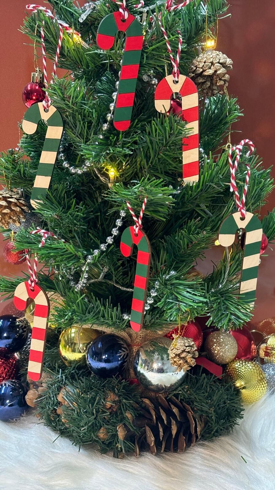 Yılbaşı Ağaç Süsü Baston Şeker 6 lı Set