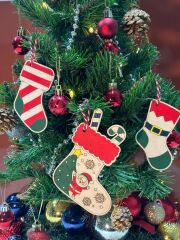 Yılbaşı Ağaç Süsü Çoraplar  3lü Set 09